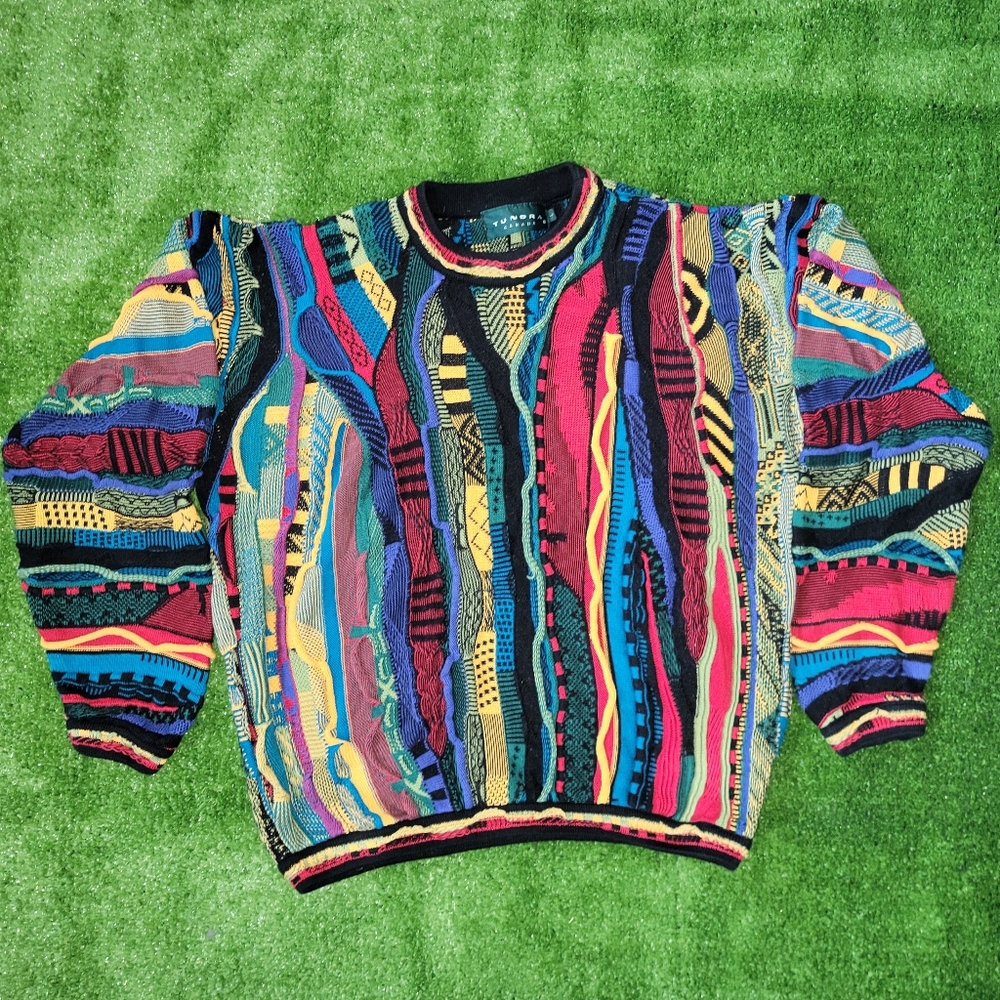 Vintage Tundra Rare Tundra Sweater Large Coogi MultiColor 80s 90s